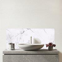 Warren Reed - Designer White Marble Effect Glass Bathroom Splashback in Grey