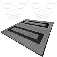 Monstershop Hexagon LED Lights x 2 & Vented Garage Floor Tiles With Edges - 165 in Grey