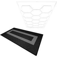 Monstershop Hexagon LED Light & Vented Garage Floor Tiles With Edges - 90 Black &