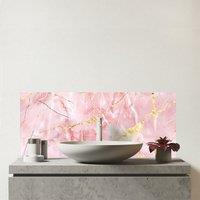 Warren Reed - Designer Rose Marble Effect Glass Bathroom Splashback in Pink