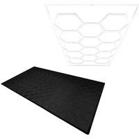 Monstershop Hexagon LED Light & Vented Garage Floor Tiles x 120 With Edges - Black