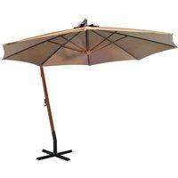 Hanging Parasol with Pole Taupe 3.5x2.9 m Solid Fir Wood