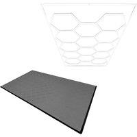 Monstershop Hexagon LED Light & Vented Garage Floor Tiles x 120 With Edges - Grey
