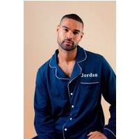 Lulabay Men's Personalised Jersey Long Pyjamas in Navy | Size: 2XL