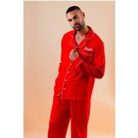Lulabay Men's Personalised Jersey Long Pyjamas in Red | Size: 2XL