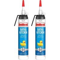 UniBond Mould Resistant Bath & Kitchen 'Silicone Sealant' White 208g, 2pk