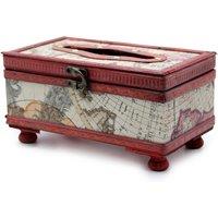 KDMD Tissue Box Old Map with Legs in Dark Brown