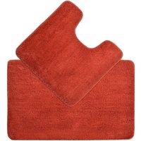 Allure Bath Fashions Deep Pile Microfibre Non Slip Bath Mat Set in Terracotta