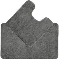 Allure Bath Fashions Deep Pile Microfibre Non Slip Bath Mat Set in Charcoal