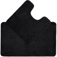 Allure Bath Fashions Deep Pile Microfibre Non Slip Bath Mat Set in Black
