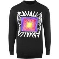 Cavalli Class Men's Asymmetric Box Design Black Sweatshirt | Size: XL