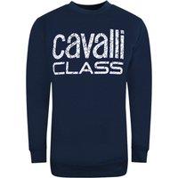 Cavalli Class Men's Bold Floral Design Navy Blue Sweatshirt | Size: 2XL