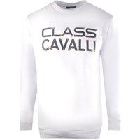 Cavalli Class Men's Large Bold Logo Design White Sweatshirt | Size: Medium