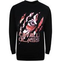 Cavalli Class Men's Peeking Tiger Design Black Sweatshirt | Size: 2XL