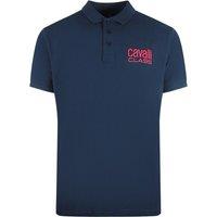 Cavalli Class Men's Bold Logo Navy Blue Polo Shirt | Size: Large