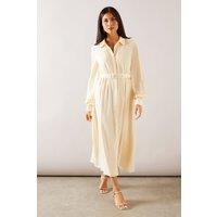 Wallis Women's Lace Trim Belted Midaxi Shirt Dress in Yellow | Size: 16