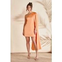 Coast Women's One Shoulder Satin Mini Holiday Dress in Orange | Size: 12