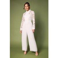 Lace Pleated Panel Detail Jumpsuit