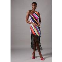 Stripe Ladder Fringe Maxi Dress