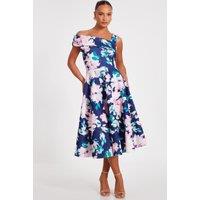 Quiz Women's Navy Floral Print Skater Dress | Size: 10