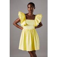 Coast Women's Frill Shoulder Mini Dress in Yellow | Size: 8