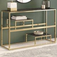 Berkfield Home Console Table Gold Stainless Steel & Tempered Glass