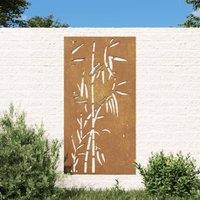 Berkfield Home Garden Wall Decoration 105x55 cm Corten Steel Bamboo Design in Brown