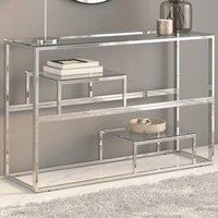 Berkfield Home Console Table Silver Stainless Steel & Tempered Glass