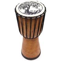 KDMD Tree of Life Wide Top Djembe Drum - 18cm in Brown