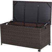 Gymax 190L Deck Storage Box Patio Rattan Storage Container-Mix Brown