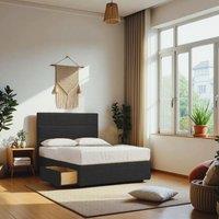 Knight Sleep York Plush Bed With Mattress 2 Drawers & 54 Floor Standing Headboard in Black | Size: Small Double