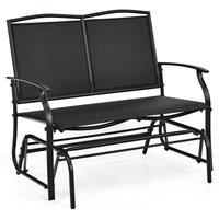 Gymax 2-Person Patio Swing Chair Glider Bench Outdoor Chair Loveseat in Black