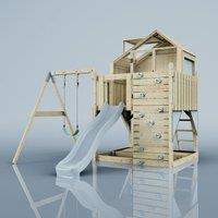 OutdoorToys PolarPlay Kids Climbing Tower & Garden Playhouse with Swing & Slide - Swing Brenna Mist in Beige