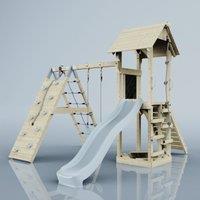OutdoorToys PolarPlay Tower Kids Wooden Climbing Frame - Climb & Swing Tyra Mist in Beige