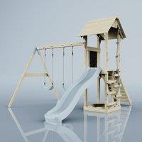 OutdoorToys PolarPlay Tower Kids Wooden Climbing Frame - Swing Kari Mist in Beige