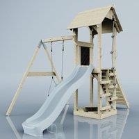OutdoorToys PolarPlay Tower Kids Wooden Climbing Frame - Swing Helka Mist in Beige