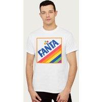 Fanta Men's 1970s Retro Rainbow Logo T-Shirt in White | Size: Large