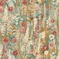 Grandeco Handpainted Delphinium Forest Floral Garden Textured Wallpaper in Natural