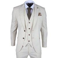 Infinity Leather Men's 3 Piece Linen Formal Summer Wedding Suit in Beige | Size: 40R