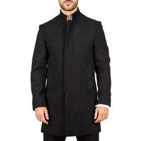 Infinity Leather Men's Stand Collar Wool Blend Overcoat in Black | Size: 38R