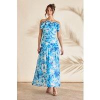 Coast Women's Corsage Pleated Strappy Maxi Dress in Blue | Size: 12