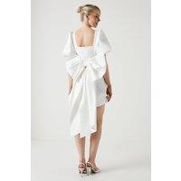 Coast Women's Taffeta Bow Back Puff Sleeve Mini Dress in Ivory | Size: 14