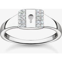 THOMAS SABO Women's Silver & Cubic Zirconia Padlock Signet Ring TR2372-051-14 54