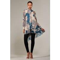 Jolie Moi Women's Dipped Hem Shirt Midi Dress in Teal | Size: 16