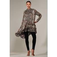 Jolie Moi Women's Dipped Hem Shirt Midi Dress in Brown | Size: 18