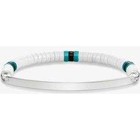 THOMAS SABO Women's Silver Love Bridge White Agate Bead Bracelet LBA0093-885-14-17.5 cm in Black