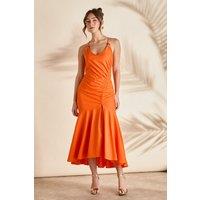 Coast Women's Strappy Gathered Midaxi Dress in Orange | Size: 10