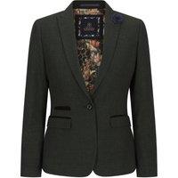 Infinity Leather Women's Tweed Check Blazer Wool Classic Jacket in Green | Size: 10