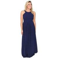 KRISP Women's Pleated Front Chiffon Maxi Dress in Navy | Size: 10