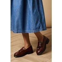 Oasis Women's Brooke Real Leather Tassel Detail Chunky Loafers in Tan | Size: 3